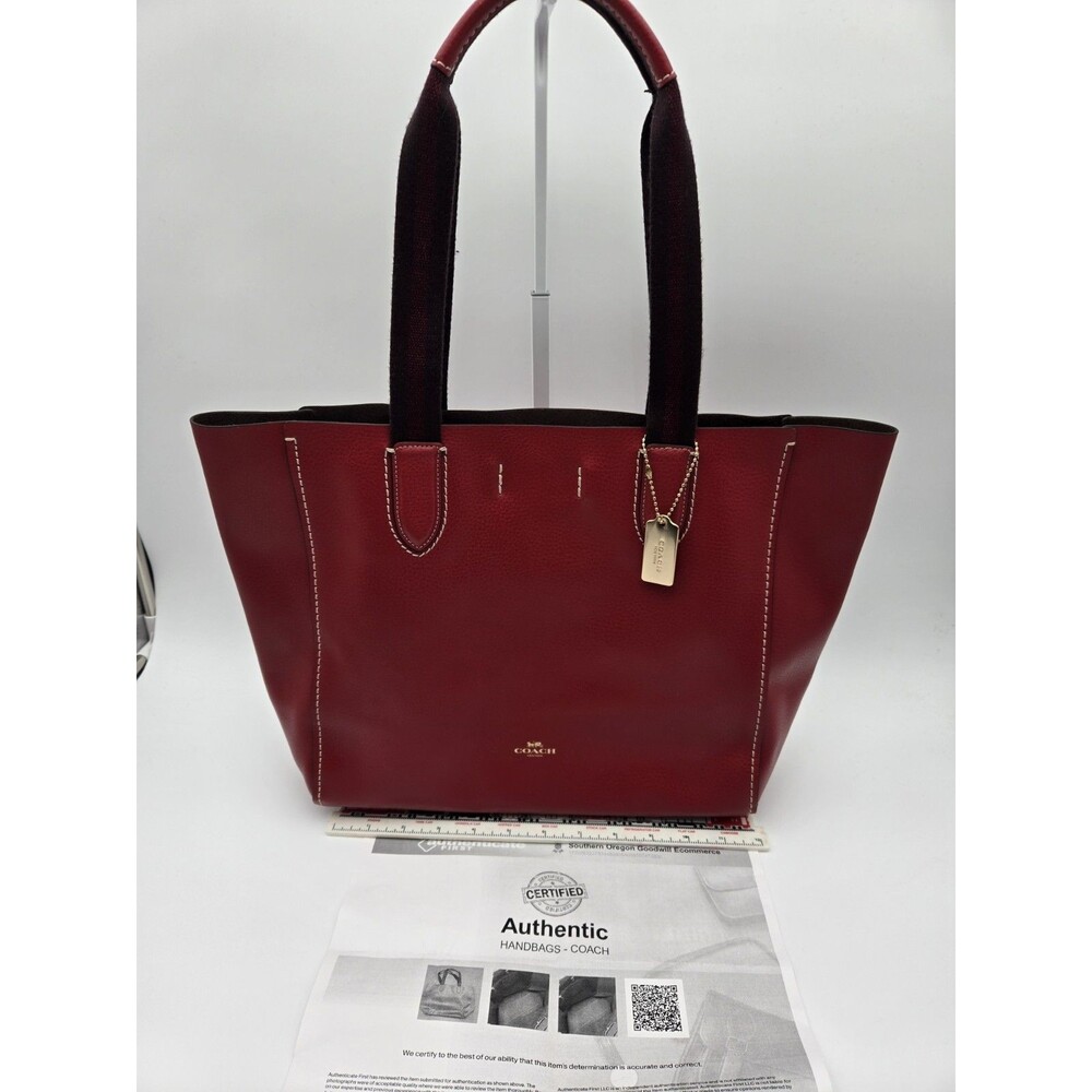 Coach 58660 Derby Tote Bag In Pebbled Leather Oxblood Red Authentic